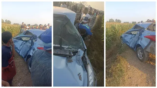 "القطر دخل في العربية".. إصابة عروسين في حادث مروع بالمنوفية - صور
