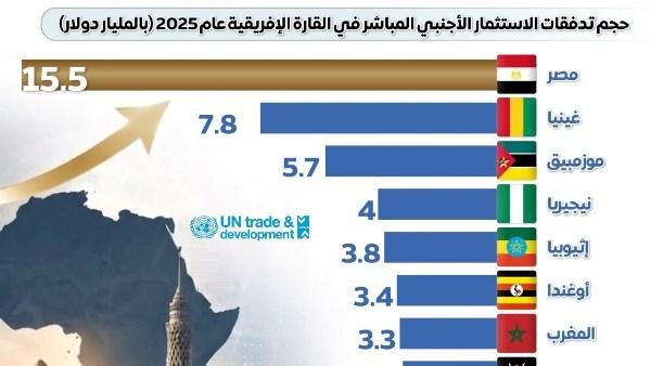 مجلس الوزراء: مصر تتصدر إفريقيا في جذب الاستثمارات الأجنبية للعام الرابع في أحدث تقرير للأونكتاد