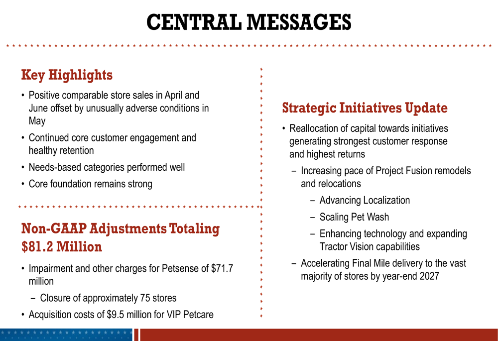 Tractor Supply Q2 2026 slides: sales grow as comps turn negative