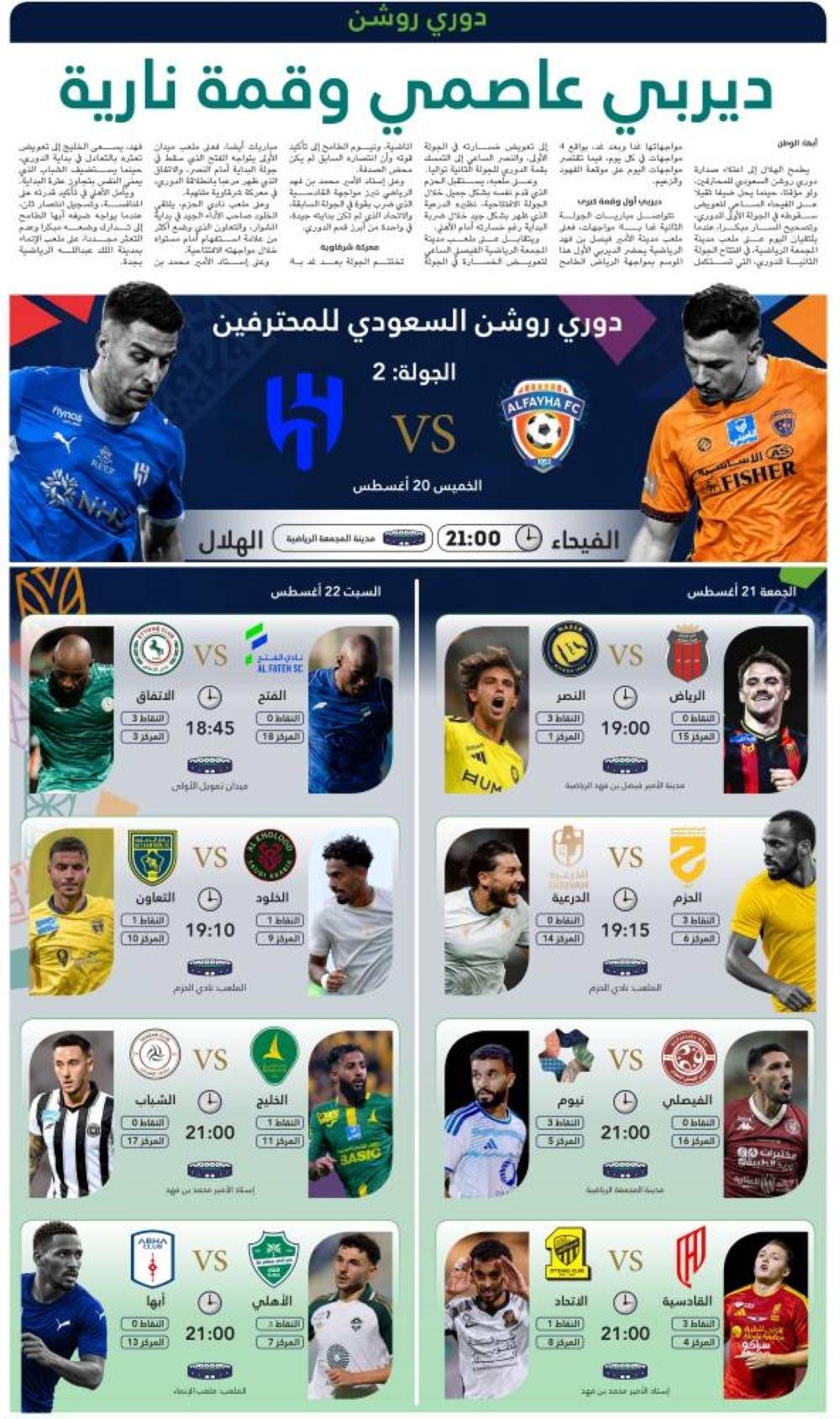 ديربي عاصمي وقمة نارية