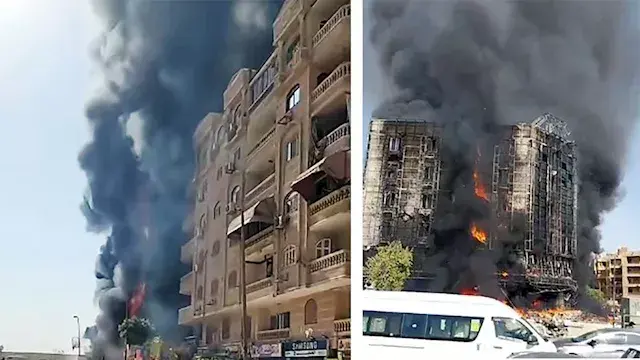 اندلاع حريق هائل بعقار في حدائق الأهرام | صور