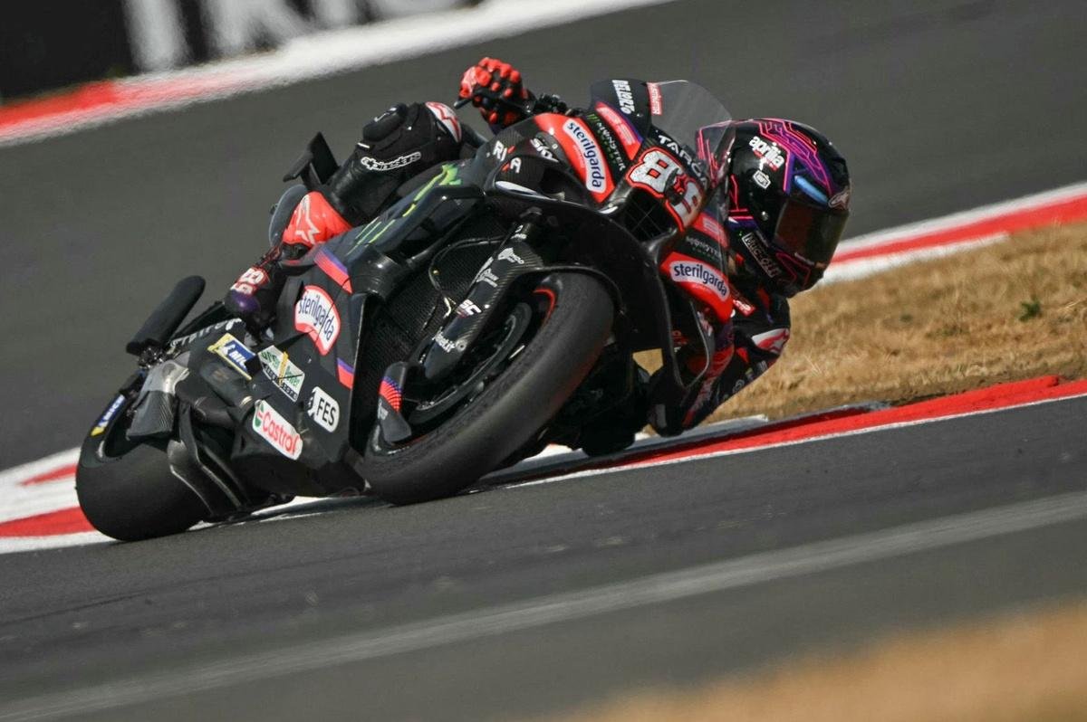 MotoGP British GP: Jorge Martin leads Aprilia 1-2-3 in sprint as Marc Marquez struggles