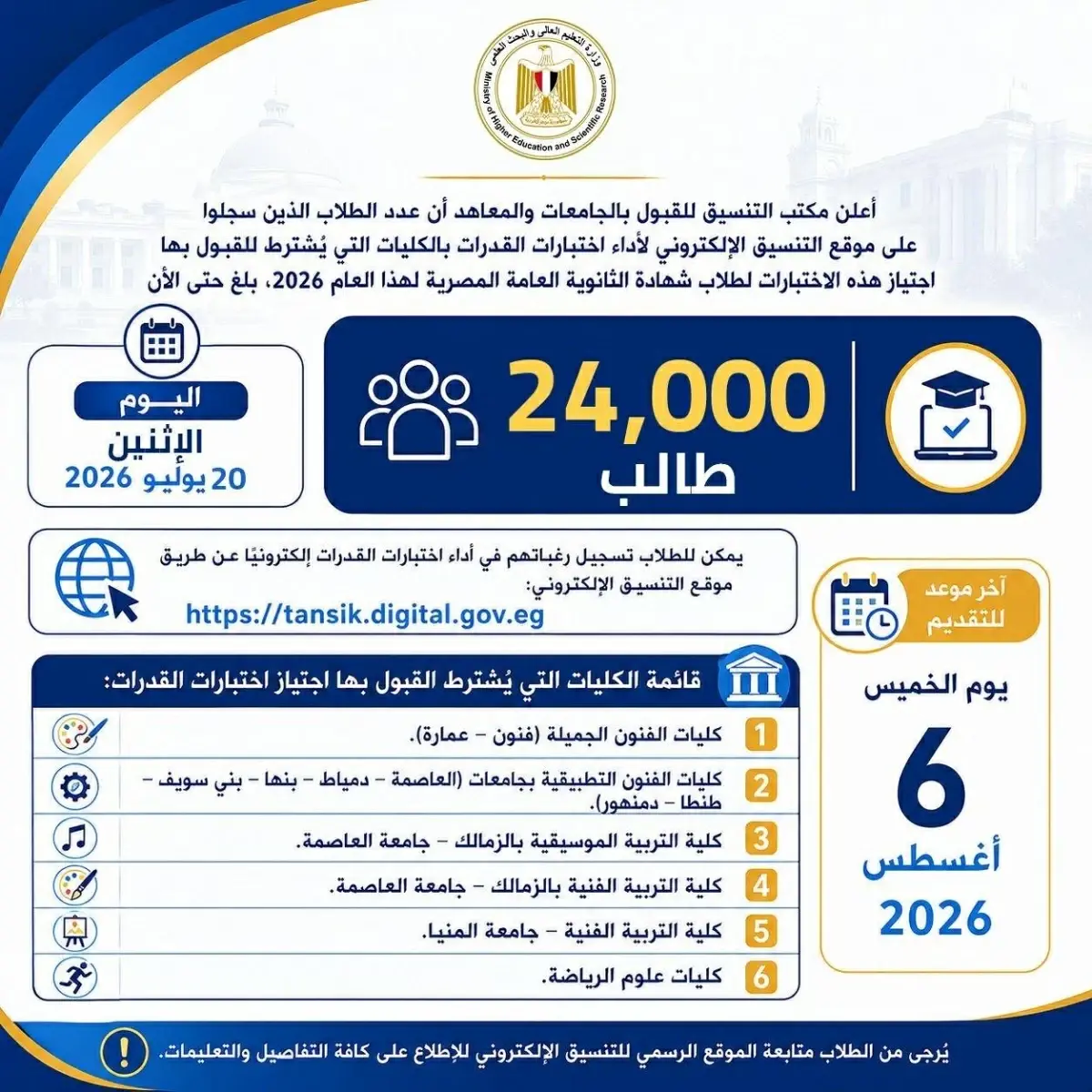 24 ألف طالب يسجلون في اختبارات القدرات 2026.. رابط التقديم والكليات المطلوبة قبل غلق التسجيل