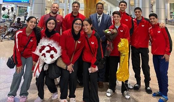 وزارة الرياضة تستقبل أبطال تنس الطاولة بعد حصد 20 ميدالية في بطولة أفريقيا للناشئين